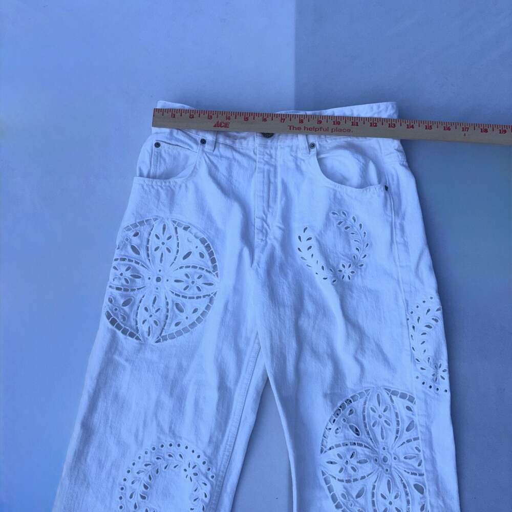 Isabel Marant White Ronny Broderie Anglaise Embroidered Jeans - Picture 15 of 16